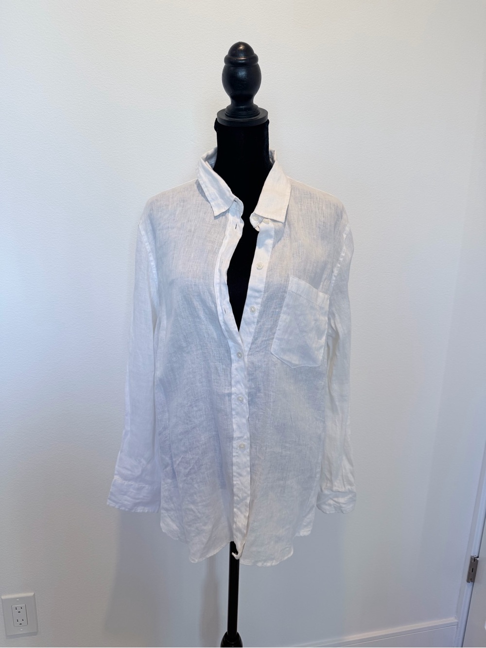 H&M White Button-Down Linen Shirt
